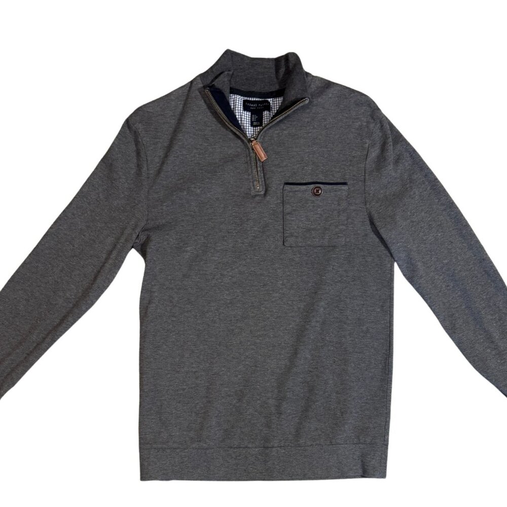Thomas Parker Men’s Gray Quarter Zip Long Sleeve Pull Over Size Small